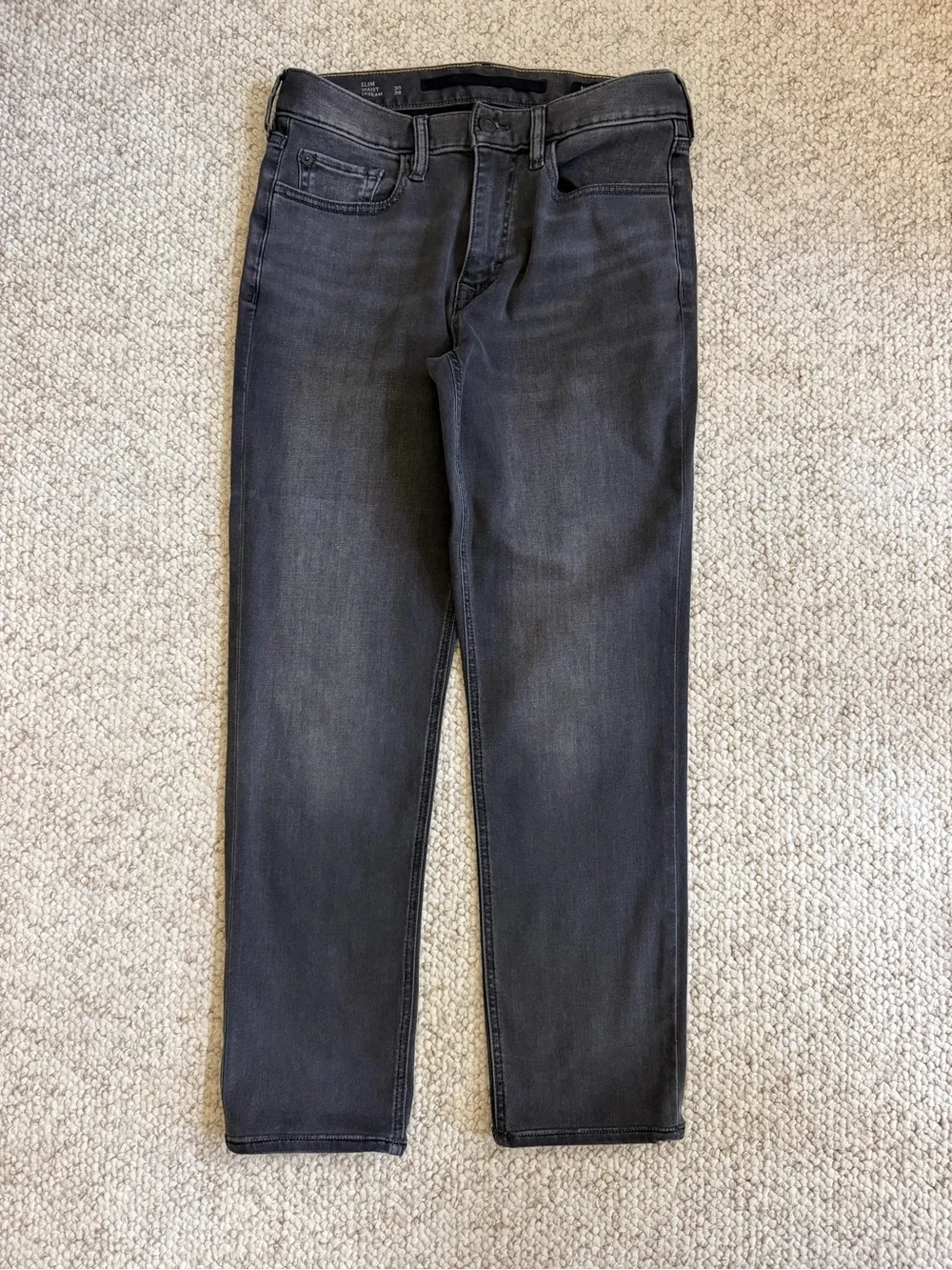 Banana Republic Men's Luxe Traveler Jeans, Slim Fit, Dark Grey Wash, 30